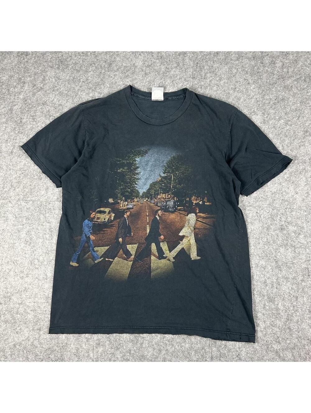 Vintage 2005 The Beatles Abbey Road Faded Black Band T-Shirt Size Large